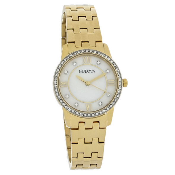 Bulova Women's Gold Plated Stainless Steel Crystal Quartz Watch 98X115