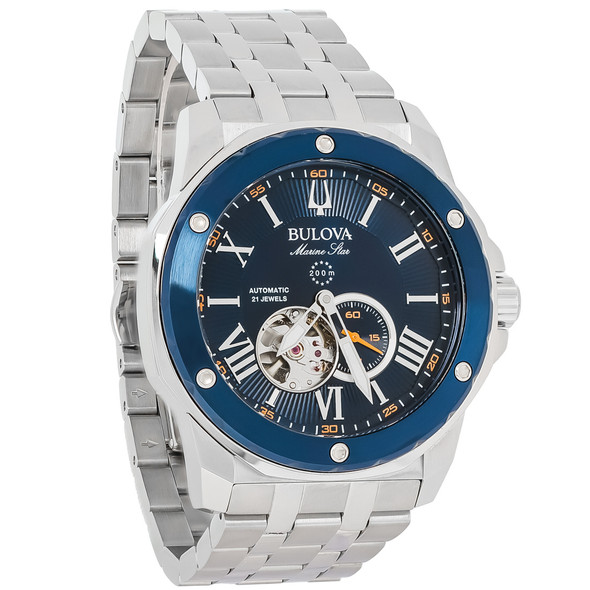 Bulova Marine Star Men's Stainless Steel Blue Dial Automatic Watch 98A302