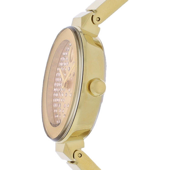 Movado Bold Bangle Women's Crystals Gold PVD Quartz Watch 3601161