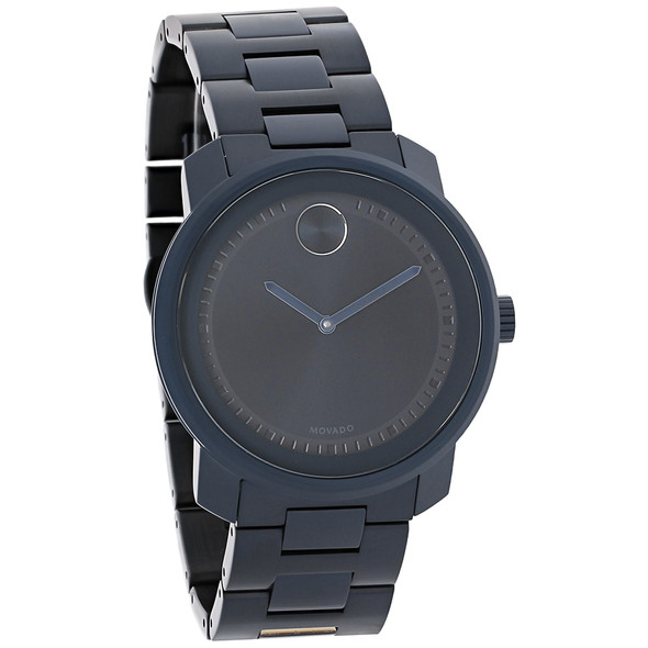 Movado Bold Men's Navy Blue PVD Bracelet Swiss Quartz Watch 3600296