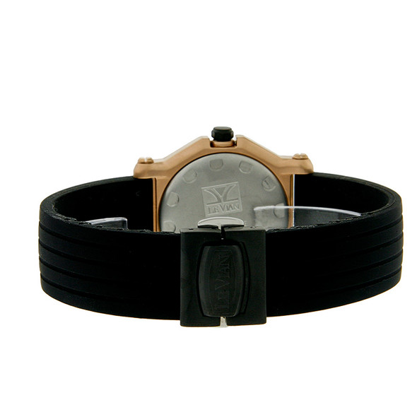 Levian LV Sport Diamond Women's MOP Rose Gold Black Strap Quartz Watch ZAG 186