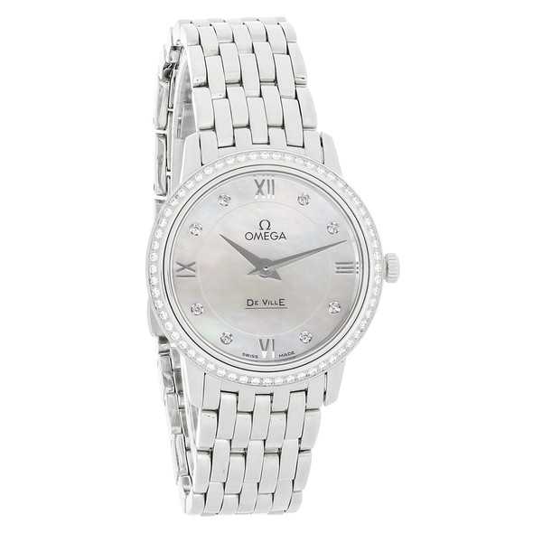 Omega DeVille Prestige Women's Diamond Swiss Quartz Watch 424.15.27.60.55.001