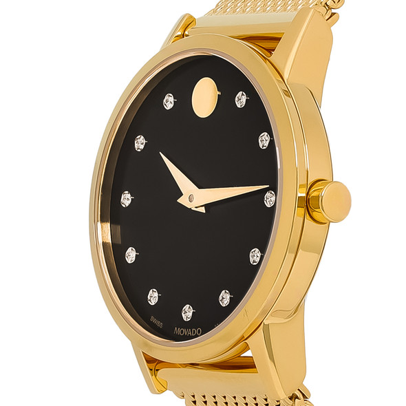Movado Museum Classic Women's Black Dial Diamond Quartz Watch 0607628