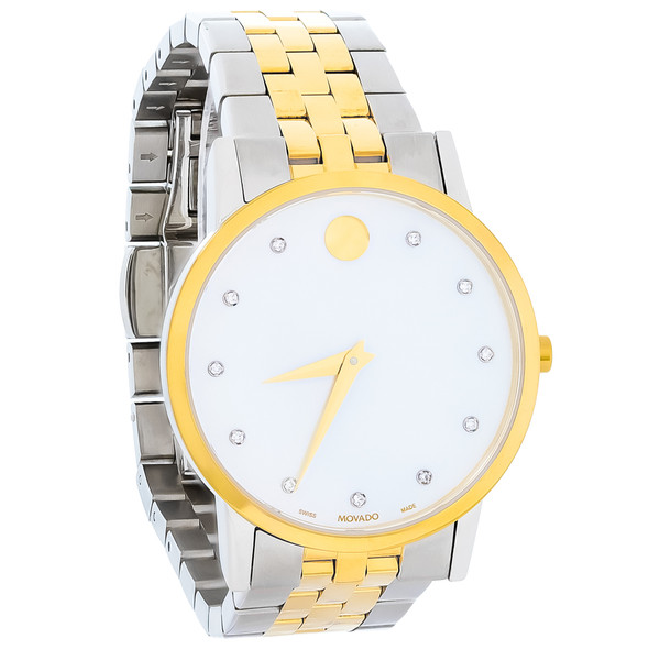 Movado Museum Women's Mother-of-Pearl Two Tone Diamond Quartz Watch 0607630