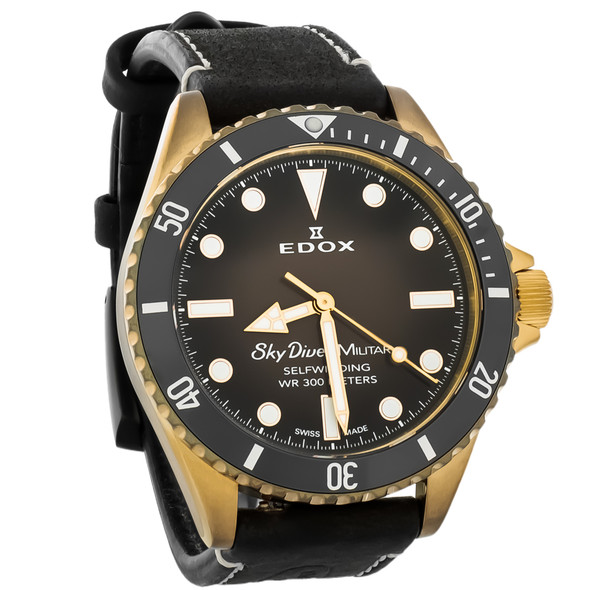 Edox SkyDiver Bronze Black Ombre Dial Automatic Men's Watch 80115 BRZN