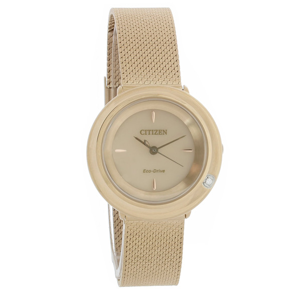 Citizen Eco-Drive Ambiluna Women's Rose Gold Plated One Diamond Watch EM0643-50X