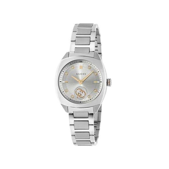 Gucci Interlocking G Quartz Diamond Silver Dial Women's Quartz Watch YA142510