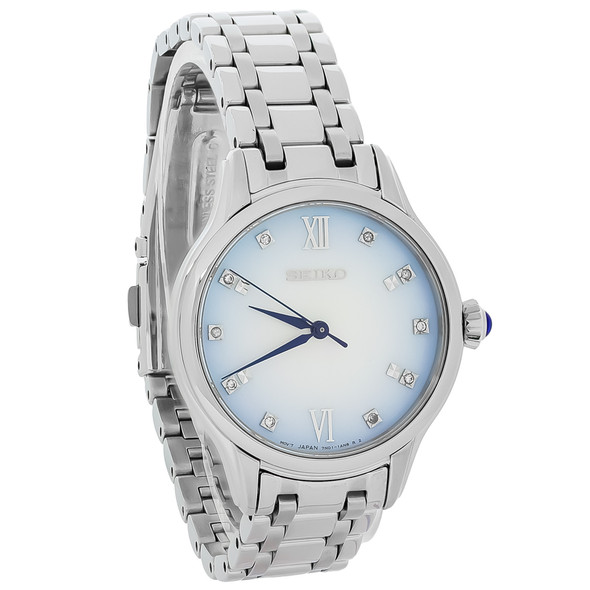 Seiko Diamond Women's Mother-of-Pearl Stainless Steel Quartz Watch SRZ537
