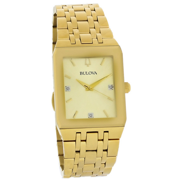 Bulova Quadra Men's Gold Plated Stainless Steel Quartz Watch 97D120