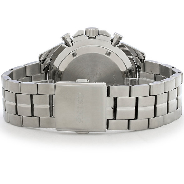 Seiko Men's Chronograph Stainless Steel Blue Dial Quartz Watch SSB345