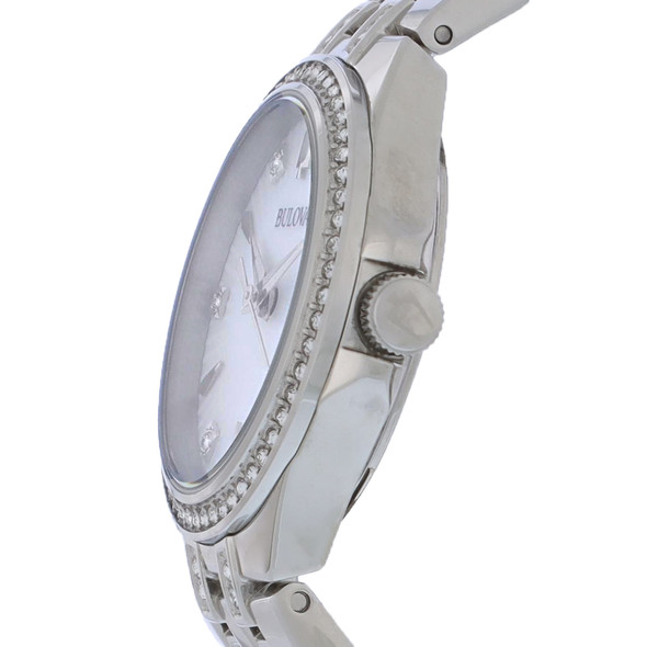 Bulova Crystal Women's Stainless Steel MOP Dial Quartz Watch 96X161