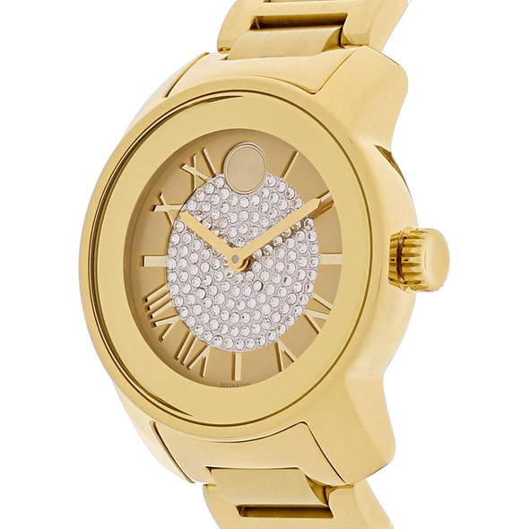 Movado Bold Women's Champagne Crystal Dial Swiss Quartz Watch 3600255