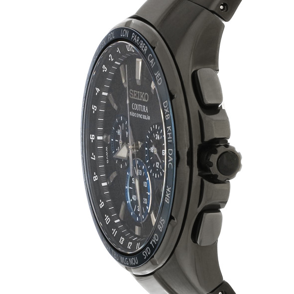 Seiko Men's Solar Coutura Radio Sync Chronograph Black Dial Watch SSG021