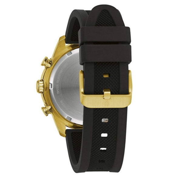 Bulova Chronograph Men's Blue Dial Gold Plated Stainless Quartz Watch 98A244