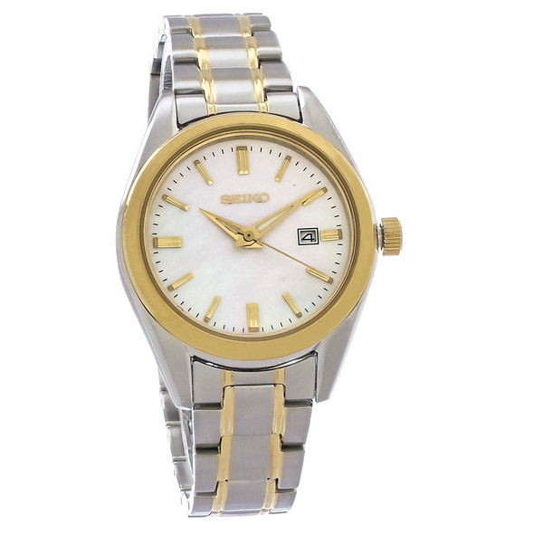 Seiko Essentials Women's 2-Tone Stainless Mother-Of-Pearl Quartz Watch SUR636