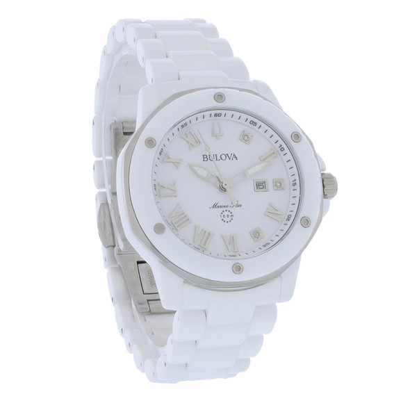 Bulova Marine Star Diamond Women's White Ceramic Quartz Watch 98P222