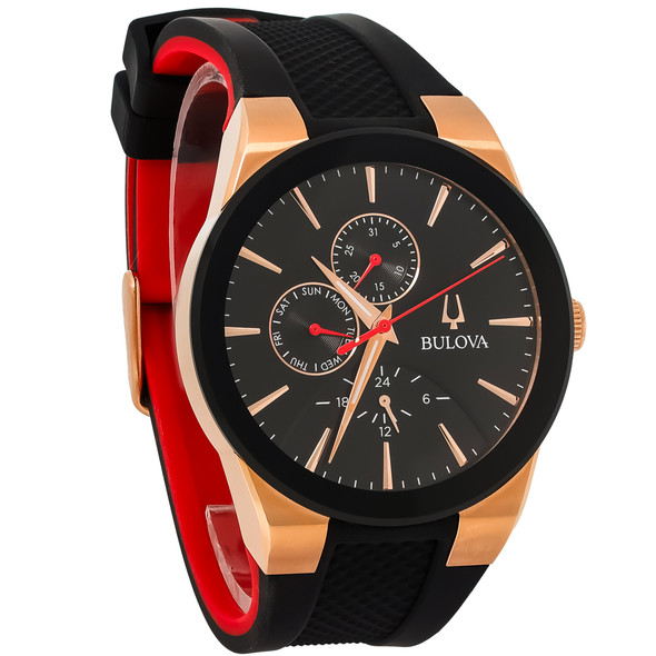 Bulova Futuro Multifunction Rose Gold Tone Stainless Quartz Watch 97C112