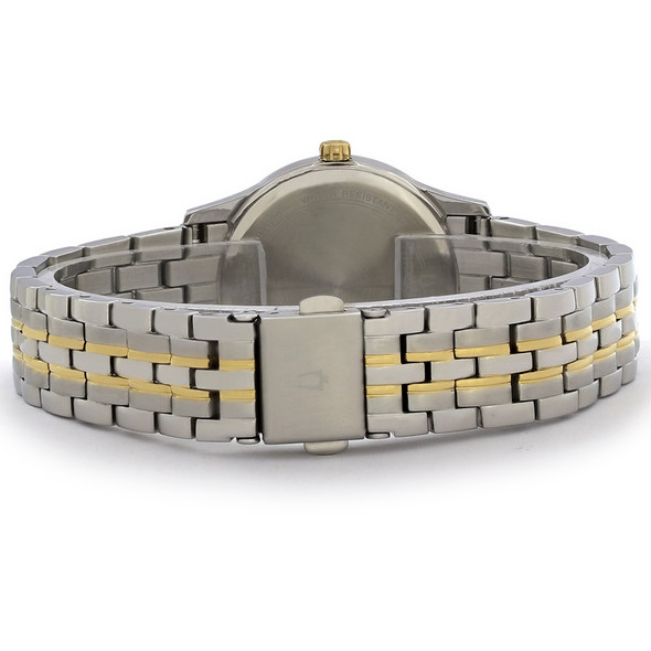 Bulova Women's Black Diamond Dial Two Tone Stainless Steel Quartz Watch 98P196