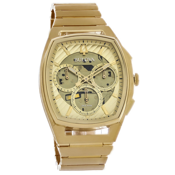 Bulova Curv Men's Gold Tone PVD Stainless Steel Chronograph Quartz Watch 97A160