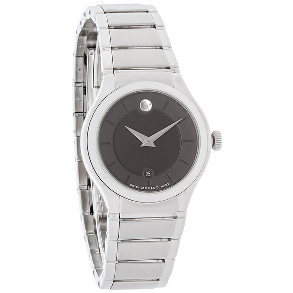Movado Quadro Women's Black Dial Stainless Steel Swiss Quartz Watch 0606493