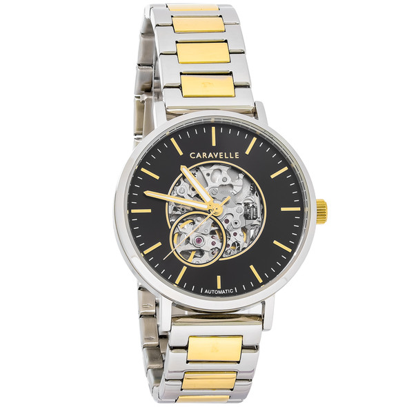 Caravelle Classic Men's 2-Tone Stainless Black Dial Automatic Watch 45A152