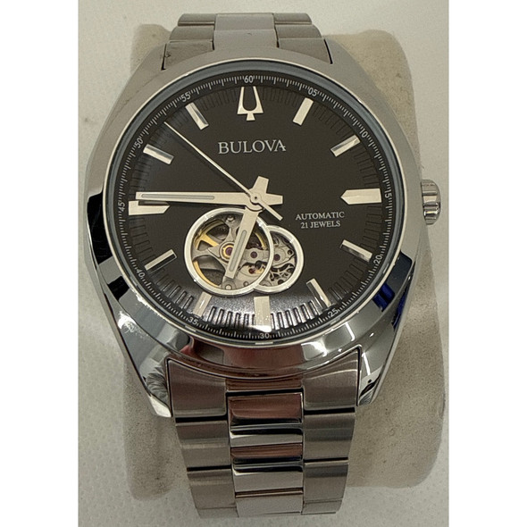 Bulova Surveyor Men's Black Dial Stainless Steel Automatic Watch 96A270