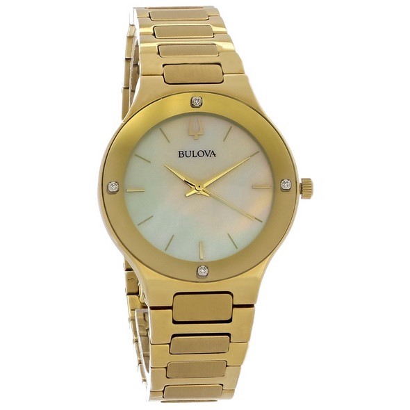 Bulova Futuro Women's Millennia Diamond Gold Plated Steel Quartz Watch 97R102