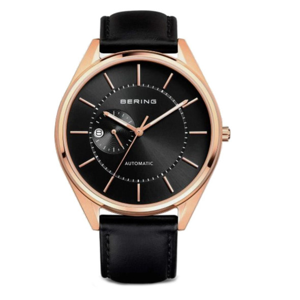 Bering Men's Black Leather Automatic Watch 16243-462