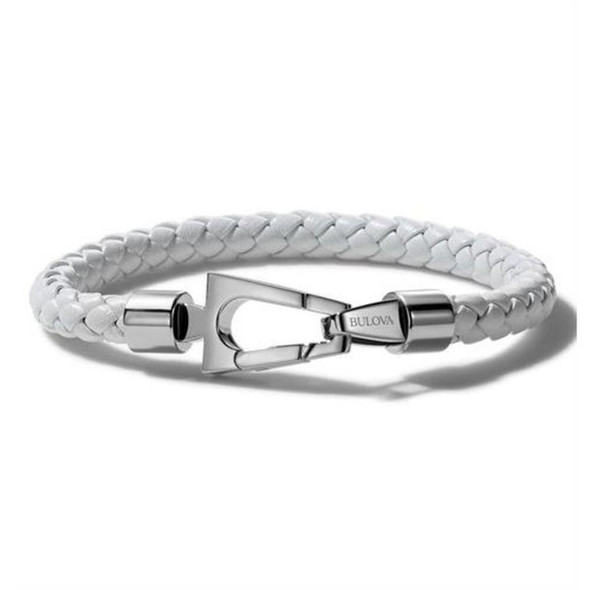 Bulova Marine Star Men's White Leather Bracelet J96B030M