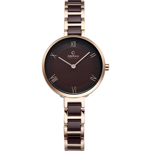 Obaku Vand Coffee Women's Two-Tone Stainless Steel Quartz Watch V195LXVNSN