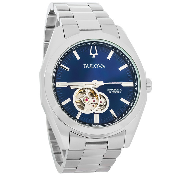 Bulova Surveyor Men's Stainless Steel Blue Dial Automatic Watch 96A275