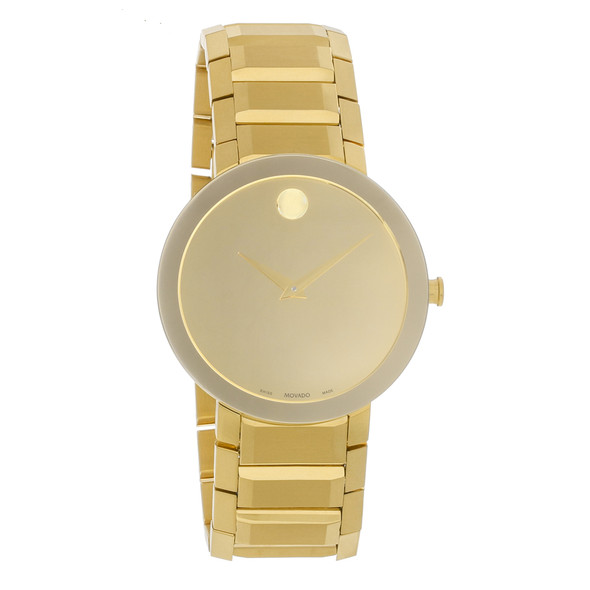 Movado Sapphire Men's Gold-Tone Stainless Mirror Dial Quartz Watch 0607180