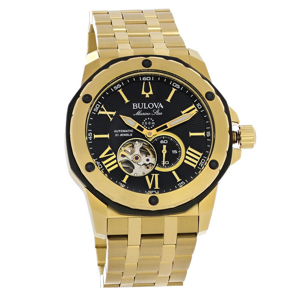 Bulova Marine Star Men's Gold PVD Stainless Steel Automatic Watch 98A273