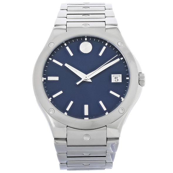 Movado S.E. Series Blue Dial Stainless Steel Mens Quartz Watch 0607513