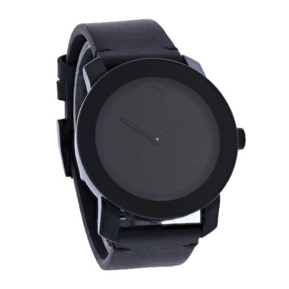 Movado Bold TR90 Men's Black Dial Leather Strap Quartz Watch 3600306