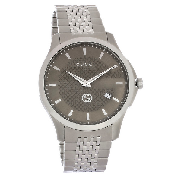 Gucci 126 G-Timeless Mens Brown Dial Stainless Steel Quartz Watch YA126349
