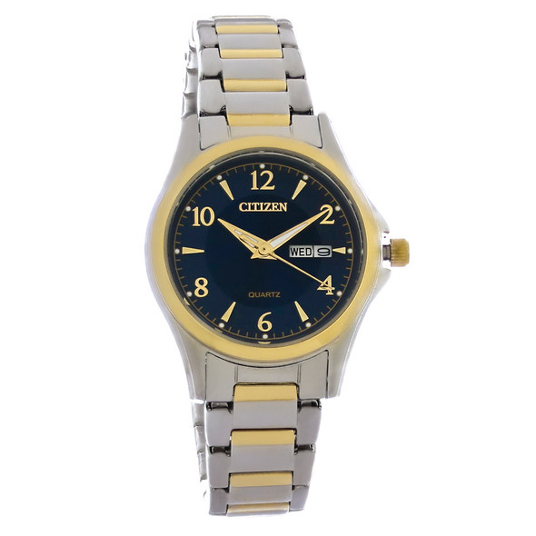 Citizen Women's Blue Day/Date Dial Two-Tone Quartz Watch EQ0595-55L