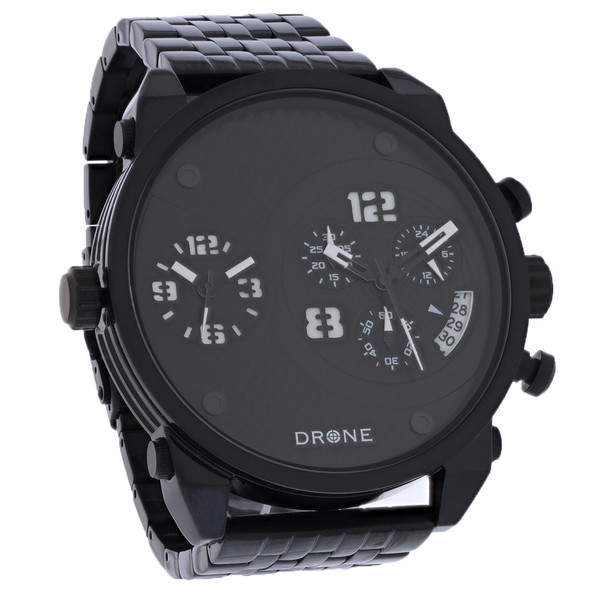 Drone Dual Time Men's Black Dial Quartz Chronograph Watch DRN-105F
