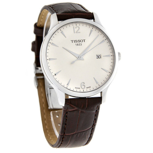 Tissot Mens Tradition Brown Leather Strap Watch T063.610.16.037.00