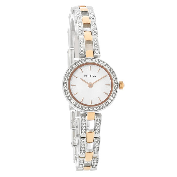 Bulova Women's MOP Crystal Rose Gold Tone Bracelet Quartz Watch 98L212