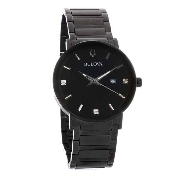 Bulova Futuro Men's Diamond Black ION Plated Steel Quartz Watch 98D144