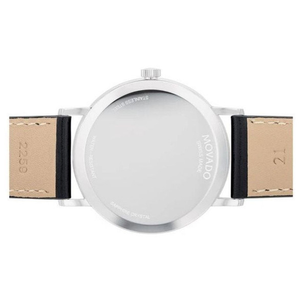 Movado Museum Signature Men's Black Leather Quartz Watch 0607589