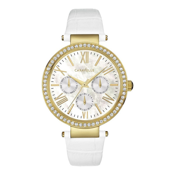 Bulova Caravelle Women's Quartz White Leather Watch 44N104
