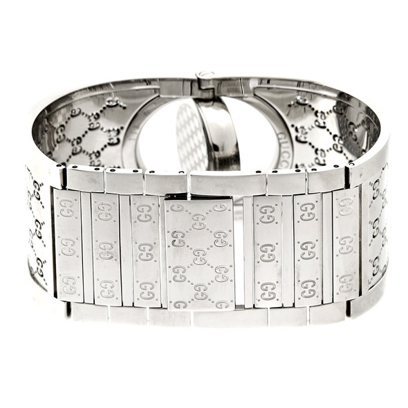 Gucci 112 Twirl Women's GG Monogram Wide Bangle Bracelet Watch YA112413