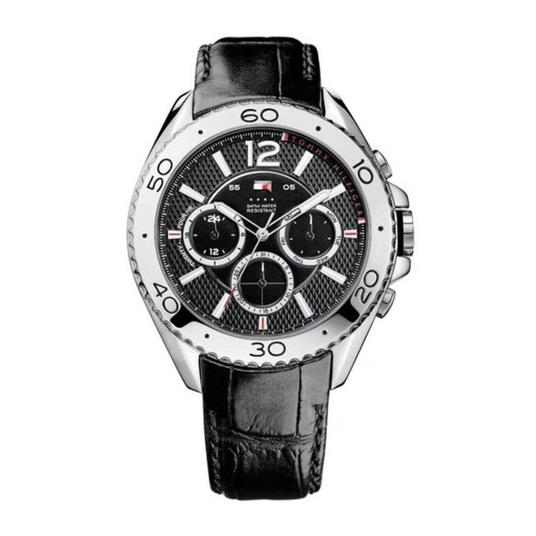 Tommy Hilfiger Grant Men's Quartz Black Leather Watch 1791029