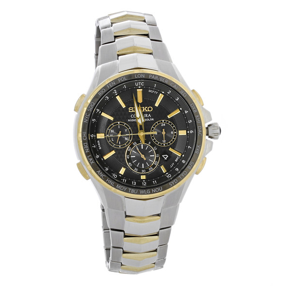 Seiko Solar Men's Coutura Radio Chronograph Black Dial Watch SSG010