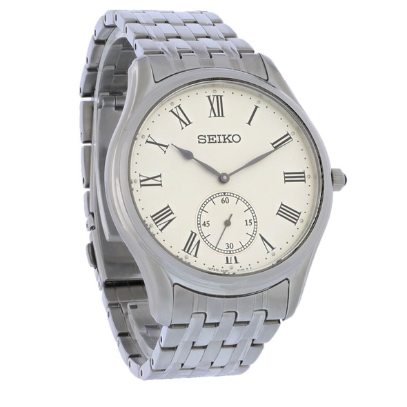Seiko Essentials Men's Stainless Steel Ivory Dial Quartz Watch SRK047