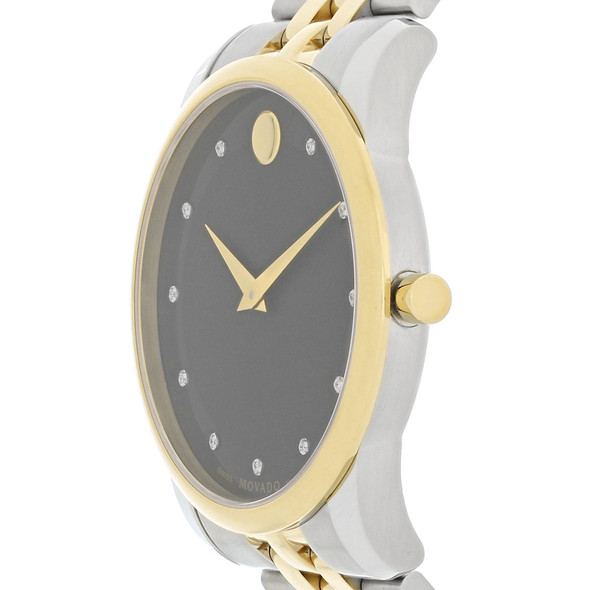 Movado Museum Men's Diamond Two-Tone Black Dial Quartz Watch 0606879