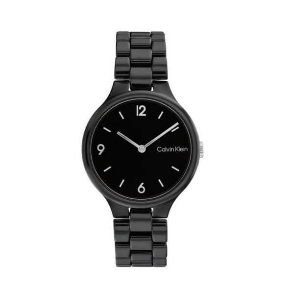 Calvin Klein Linked Ceramic Collection Women's Black Dial Quartz Watch 25200078