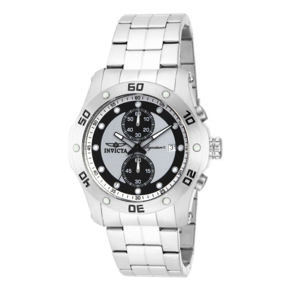Invicta Signature II Men's Black and Silver-Tone Dial Quartz Chronograph Watch 7382